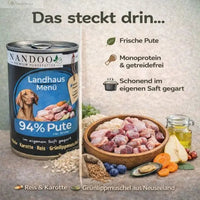 Landhaus Menü – Pute mit Reis, Karotte & Grünlippmuschel (6x800g): Ansicht 4