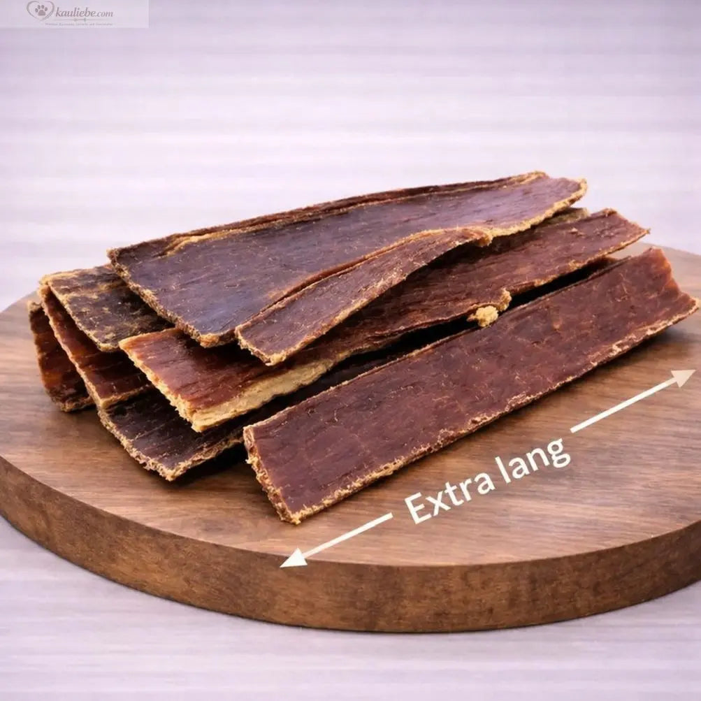 NANDOO Rinderdörrfleisch Beef Snack, langes Rinder-Schlund, 24-26cm, 250g, getrocknetes Hundesnack.