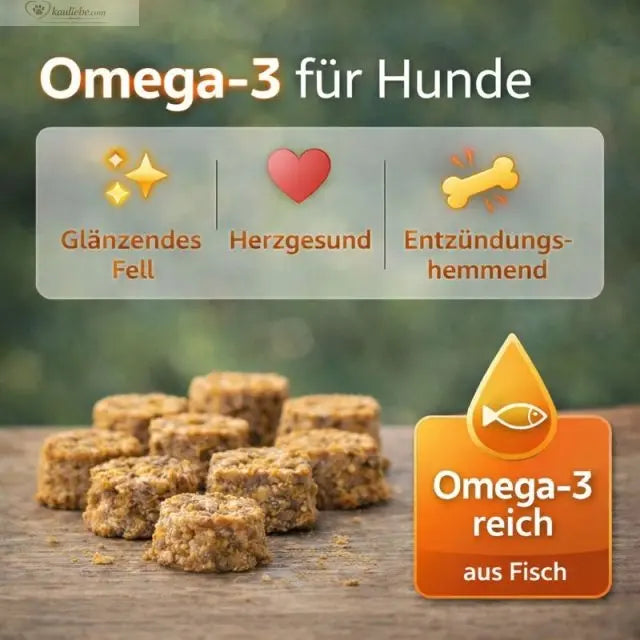 NANDOO Fischtaler Dorsch mit Forelle, 250g, frisch und lecker, auf einem Teller mit Zitrone und grünen Blättern.