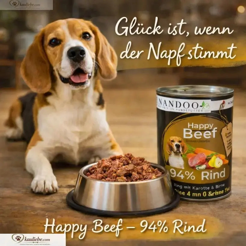 Hundefutter von NANDOO mit Rind, Karotte, Birne und Grünlippmuschel in 6x400g Packungen, Frisches und ausgewogenes Hunde-Nassfutter