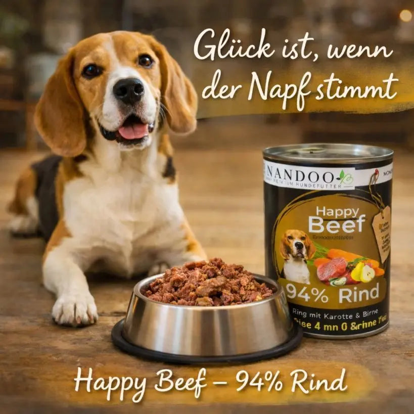 Happy Beef - Rind mit Karotte, Birne & Grünlippmuschel (6x800g) NANDOO