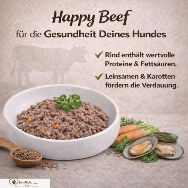 Happy Beef - Rind mit Karotte, Birne & Grünlippmuschel (6x400g) NANDOO