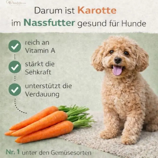 Huhn mit Karotte und Apfel von NANDOO, Happy Chicken, in 6x400g Packung, frisch und naturbelassen.