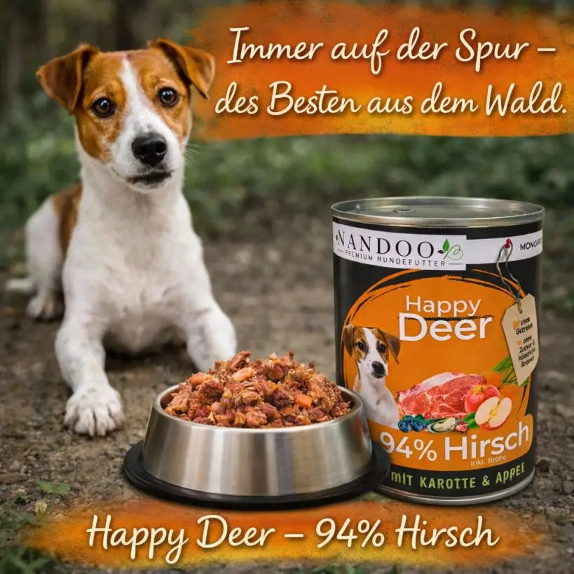Happy Deer - Hirsch mit Karotte, Apfel & Grünlippmuschel (6x400g) NANDOO
