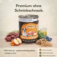 Happy Deer - Hirsch mit Karotte, Apfel & Grünlippmuschel (1x800g): Ansicht 3