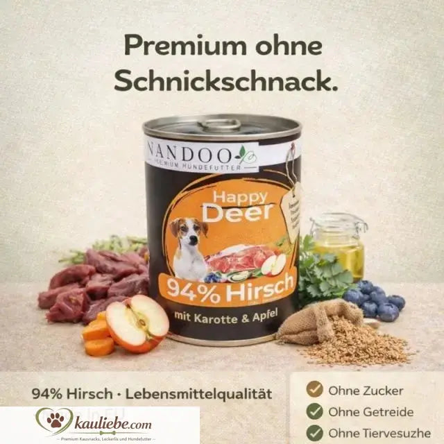 Happy Deer - Hirsch mit Karotte, Apfel & Grünlippmuschel (6x400g) NANDOO