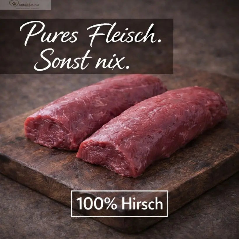 Lillys Leckerwelt Lieblings-Lecker Hirschfleisch, 200g, in 1,5cm Scheiben, frisches, hochwertiges Hirschfleisch für Hunde.