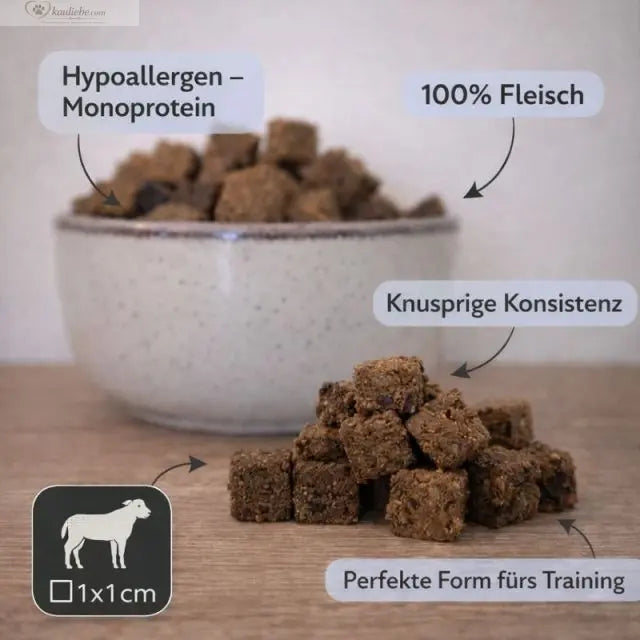 Knusper-Lecker Lamm, 250g, mit knuspriger Oberfläche und zartem Fleisch, von NANDOO, Nahaufnahme des Produkts