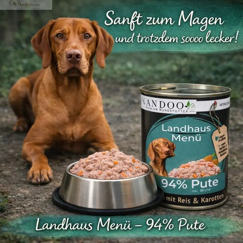 Landhaus Menü – Pute mit Reis, Karotte & Grünlippmuschel 800 g NANDOO