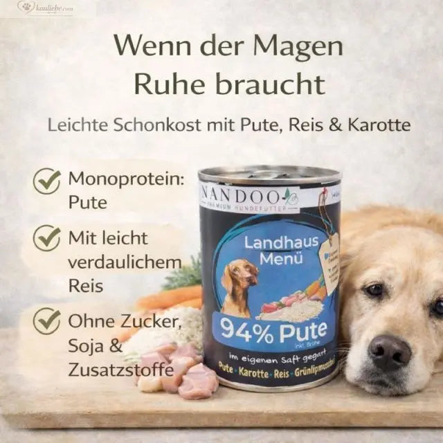 Landhaus Menü – Pute mit Reis, Karotte & Grünlippmuschel 800 g NANDOO