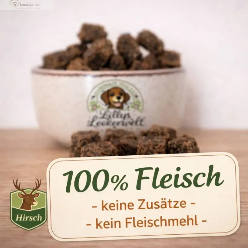 Lillys Leckerwelt Lieblings-Lecker Hirschfleisch 200g, 1,5 cm dick, frisch und mager, ideal für Hunde.