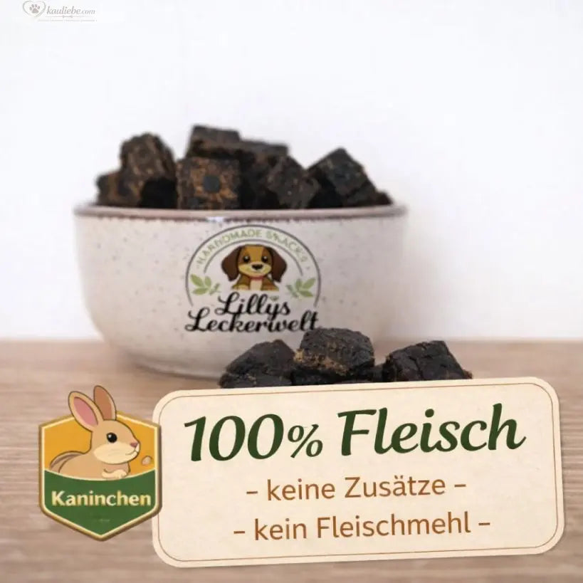 Lillys Leckerwelt Lieblings-Lecker Kaninchen, 200g, kleine 1,5cm Stücke, getrocknete Kaninchen-Leckerlis für Hunde