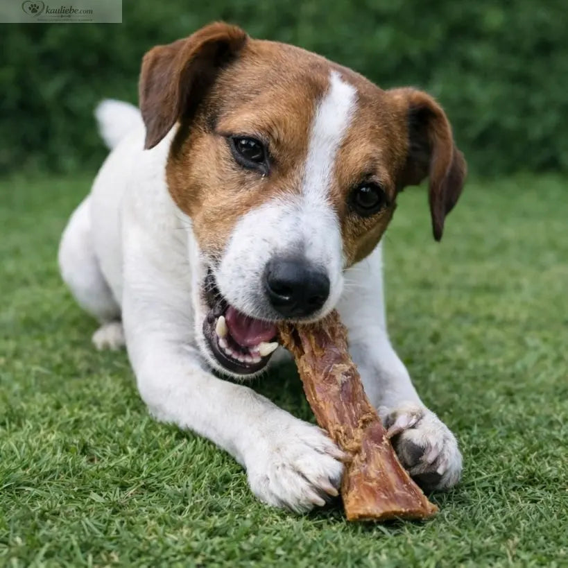 Kurzgeschnittene Rindernackensehne von NANDOO, 250g, perfekt für Hundesnacks, sichtbar in der Verpackung.