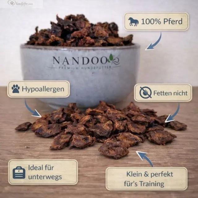 Mini-Würfel Pferdelunge von NANDOO, ca. 1 cm große, getrocknete Pferdelunge für Hunde, detailreiche Ansicht