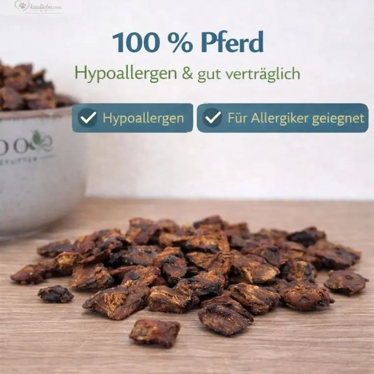 Hypoallergene Mini-Würfel Pferdelunge von NANDOO, 250g, kleine 1cm Stücke für Hunde- oder Tiernahrung