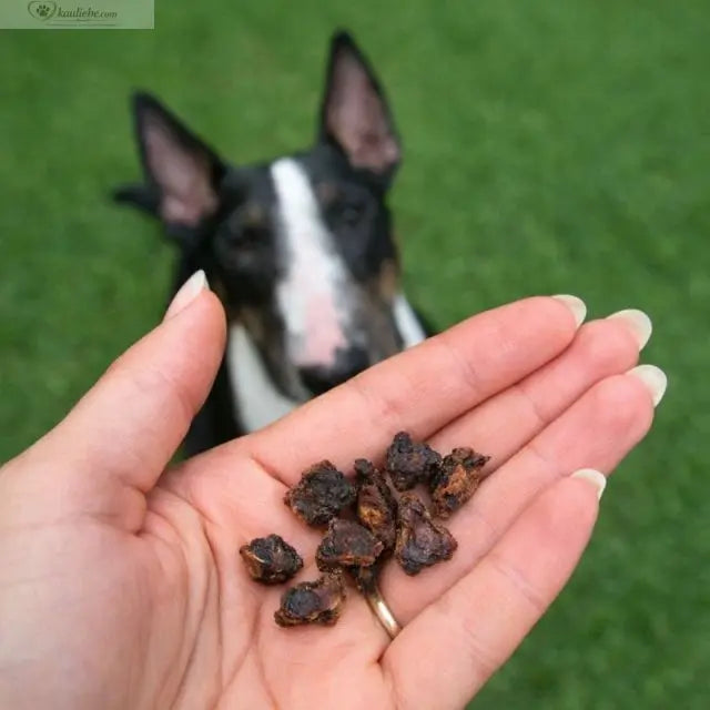 Mini-Würfel Pferdelunge von NANDOO, 250g, kleine 1cm Stücke, frische Pferdelunge für Hunde, sichtbar auf dem Bild