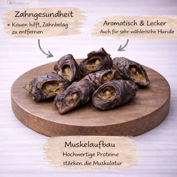 Rinder-Ohrmuschel vom NANDOO, 250g, zeigt die detaillierte, natürliche Textur und braune Farbe der Rinderohren.