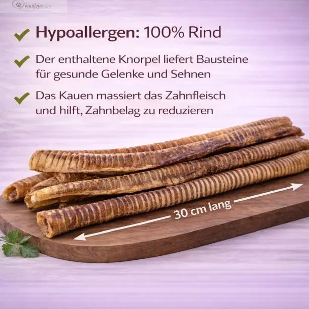 Rinderstrossen 30cm, 1000g vom Markenhersteller NANDOO, frisch und saftig für Hunde- oder Tiernahrung, detailreiche Ansicht