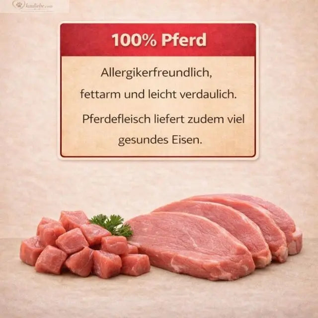 Trockenfutter für Pferde mit Granatapfel und Pferdefleisch von NANDOO, zeigt eine Schale mit Futter und Granatapfelkerne