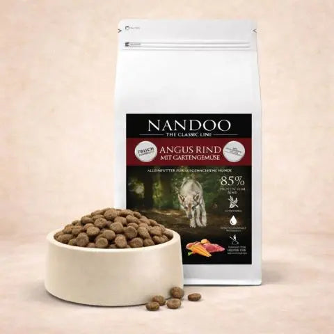 NANDOO Angus Rind und Gartengemüse Trockenfutter, hochwertige Tiernahrung mit Rindfleisch und frischem Gemüse