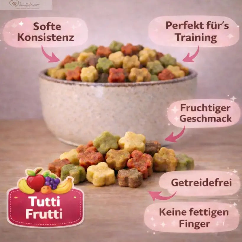 Bunter Tutti Frutti Soft-Früchte Mix von Lillys Leckerwelt, weiche Fruchtstücke in bunten Farben, 200g Verpackung