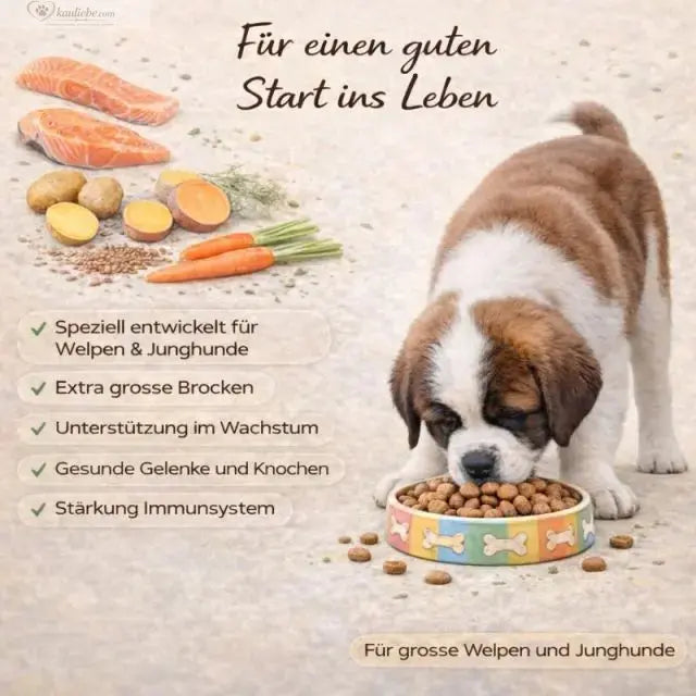 Lachs mit Gartengemüse (Welpen große Rassen) - kauliebe.com