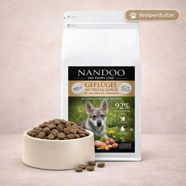 Huhn, Truthahn, Lachs (60%) & Gemüse (Für Welpen) NANDOO