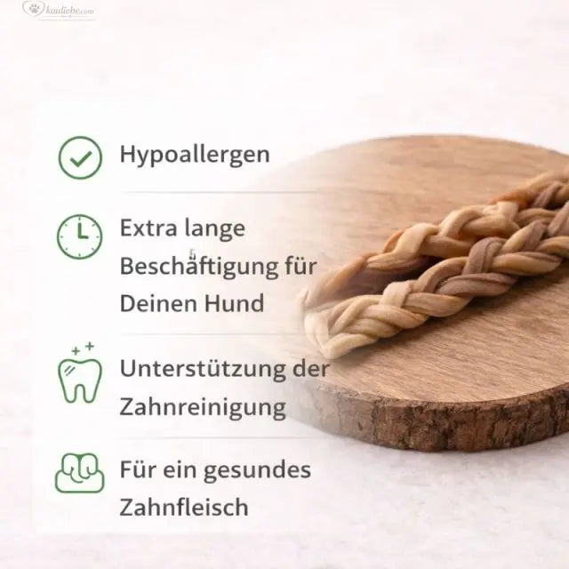 Ziegenhaut Zopf von NANDOO, 250g, mit detailreicher Ansicht der Ziegenhaut in einem natürlichen Zopf.